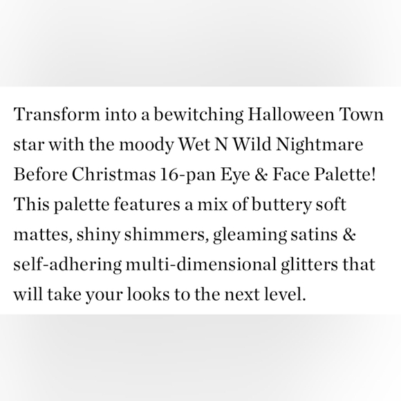 Nightmare Before Christmas Eye & Face Palette ✨✨ 🆕 Wet N Wild - Picture 5 of 5